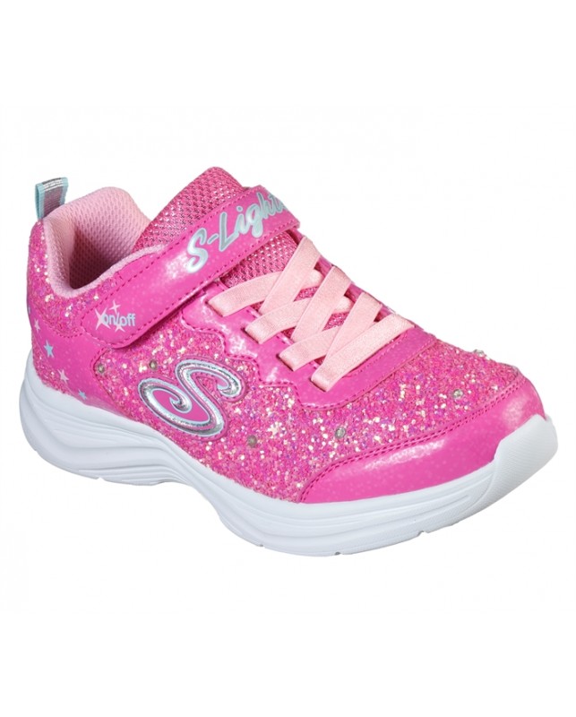 Skechers-GIRLS GLIMMER KICKS-BLACK PINK