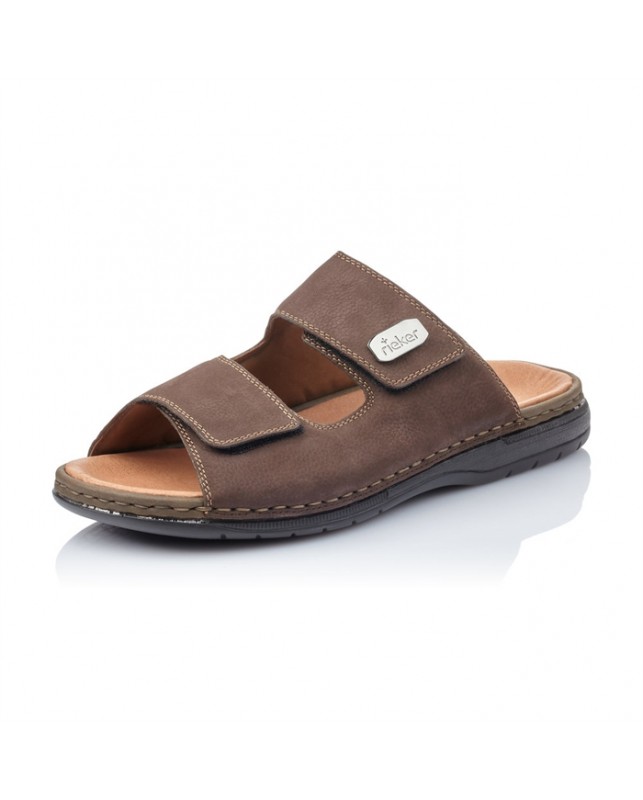 Rieker-RIEKER SLIPPER 2XVELCO-BROWN