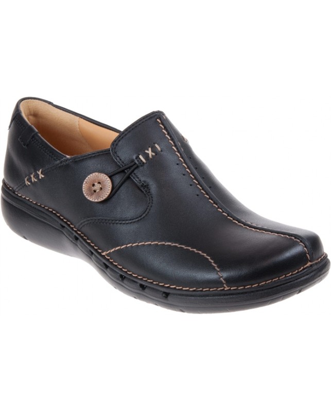 Clarks-UN LOOP BLACK LEATHER-BLACK