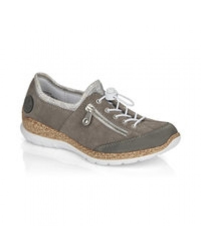 Rieker-BUKINA/SAMTCALF/SCUBA-CEMENT/DUST/SILVERFLOWER