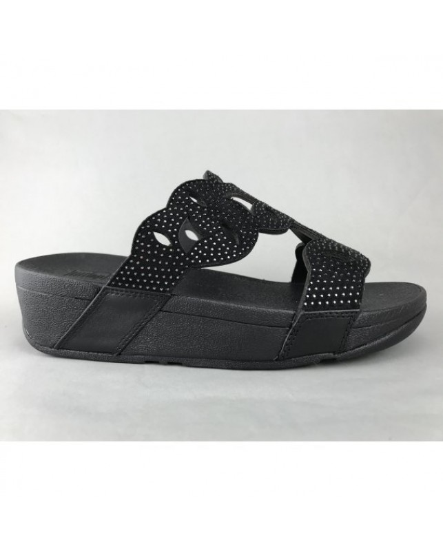 FIT FLOP-ELORA CRYSTAL SLIDE-BLACK