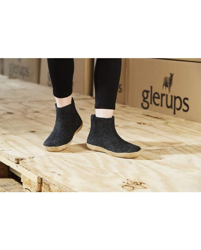 GLERUP-BOOT CHARCOAL, LEATHER-CHARCOAL