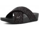 FIT FLOP-LULU GLITTER SLIDERS-BLACK GLITTER