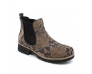 GREEN COMFORT-HAPPY WALKING CHELSEA BOOT-TAUPE/SNAKE PRINT